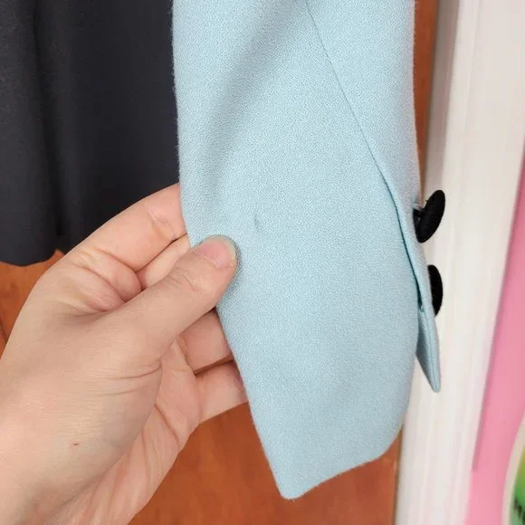 Vintage 90s Baby Blue & Black Colorblock Blazer Jacket - Picture 7 of 8